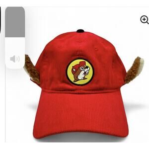 Buc-ees Red Adult Beaver Trucker Hat With Ears Adjustable Size. Beaver Logo